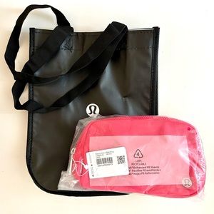 Lululemon Athletics Everywhere Belt Bag in Lip Gloss & Reusable Tote Bag